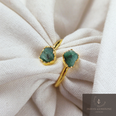 Raw Emerald Ring, Electroplated Ring, Dainty Jewelry, Natural Raw Emerald Ring, Green Gemstone, May Birthstone Jewelry, Wedding Gift, Gift